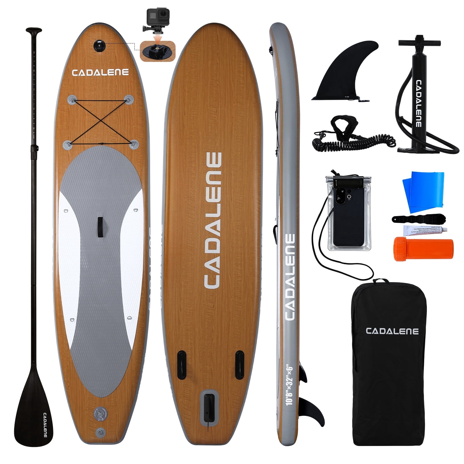 Cadalene 10'8''Inflatable Stand Up Paddle Board,Wide & Stable Design,Built-in Camera Mount, for All Skill Levels