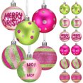 thumbnail image 1 of Cadancy 12 Pcs Christmas Ball Ornaments Decorations Glittering Balls Ornaments Pink Green Xmas Tree Hanging Decoration Plastic Shatterproof Holiday Party Home Decor, 1 of 5