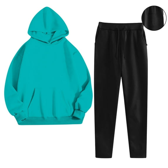 Cadancy 2 Piece Sets for Women Fall Long Sleeve Pullover Hoodies High Waist Sweatpants with Pockets Solid Tracksuit Casual Loose Workout Sweatsuits 2025 Fashion Outfits
