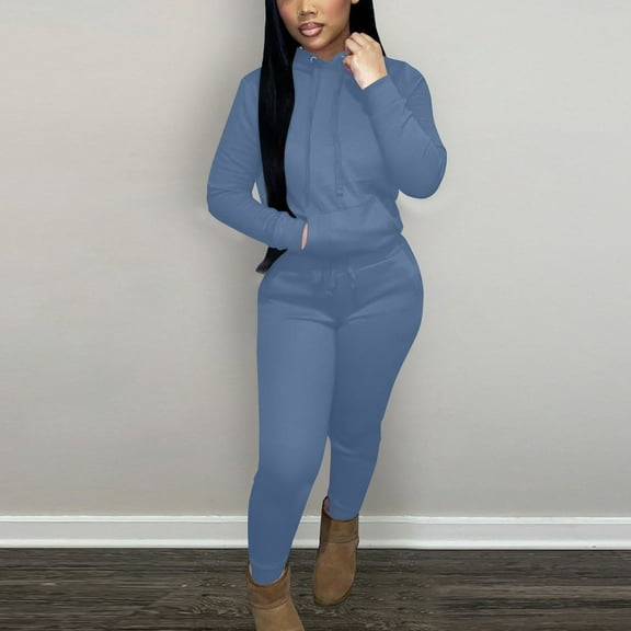 Cadancy 2 Piece Sets for Women Long Sleeve Hoodies Drawstring Waist Joggers Pants with Pockets Slim Fit Sweatsuits Casual Workout Solid Tracksuit 2025 Fashion Outfits