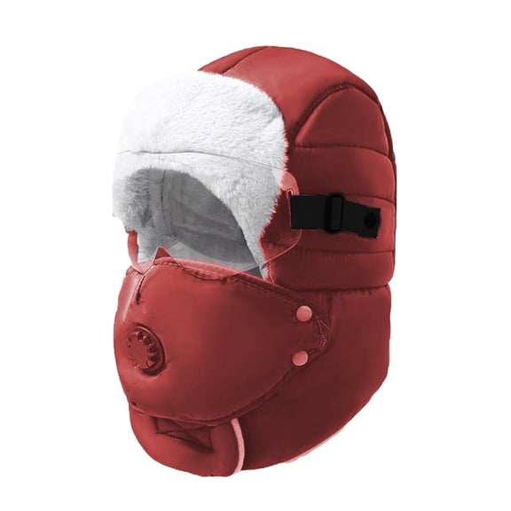 Cadancy 3 In 1 Trapper Hat for Women Furry Trooper Hunting Russian Ushanka Ear Flaps and Mask Windproof Cold Weather Skiing Hiking Cycling Outdoor Warm Snow Caps