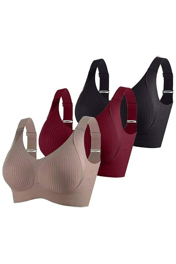 3-Pack Fashion Sports Bra Everyday Wirefree Comfort Supportive Bralette Seamless Underwear Set Brasieres Para Mujer Sin Varilla Black L