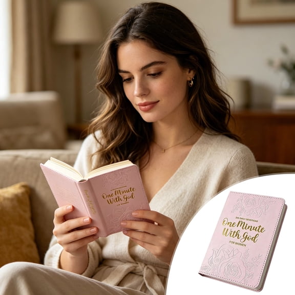 Cadancy 365 Daily Devotions Prayer Book Religious Spiritual Notebook One Minute With God Leather Cover Christian Gift Scripture Meditation Planner