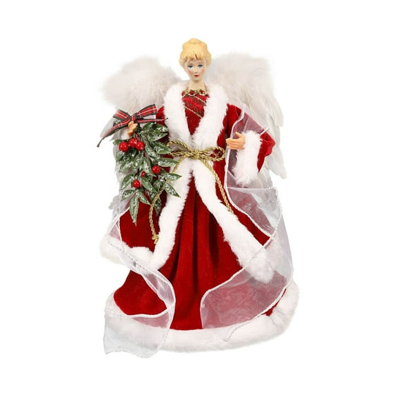 Cadancy Angel Tree Topper with Wing Holiday Ornaments Treetop Christmas Decorations Angel Figurine Xmas Home Decor Party Vintage Indoor Ornaments