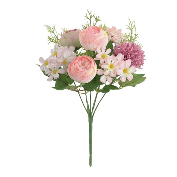 Cadancy Artificial Flowers Bouquet Wedding Decor Silk Peony Daisy Bridal Bouquet, Fake Floral Arrangement for Home Centerpiece Photography Props Decoration
