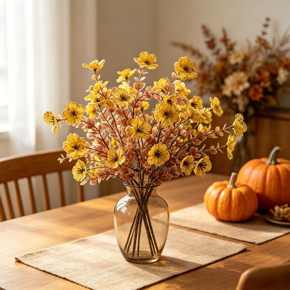 Cadancy Artificial Flowers Fall Decorations for Thanksgiving Bouquet Autumn Harvest Floral Arrangement Home Table Vase Filler Farmhouse Balcony Holiday Display