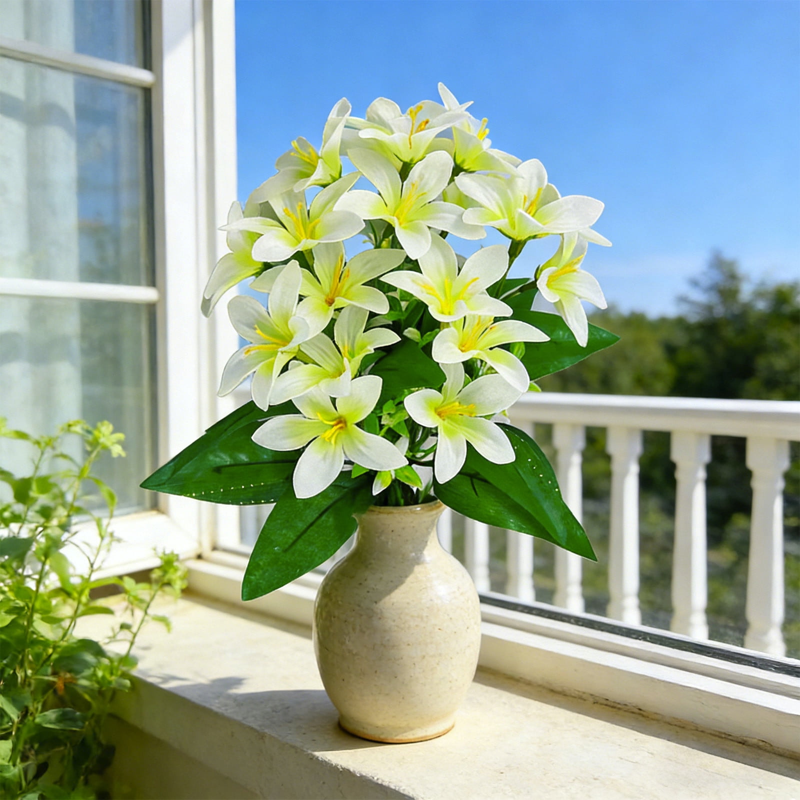 Cadancy Artificial Flowers Lily Bouquet Silk Flowers Fake Floral ...