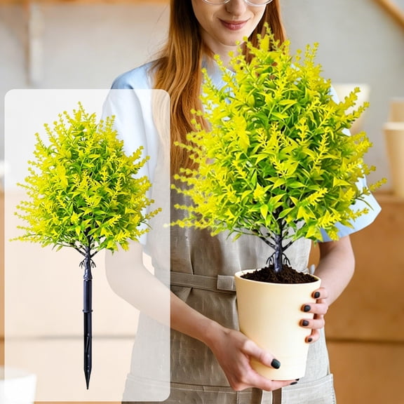 Cadancy Artificial Lavender Flowers Potted Fake Plants for Home Decor Indoor Outdoor Faux Greenery Arrangement Table Centerpiece Wedding Party Decoration Realistic Plastic Shrubs with Stakes