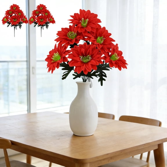 Cadancy Artificial Peony Flowers Bouquet, Silk Peonies Stems with Leaves Floral for Wedding Centerpieces, Spring Home Living Room Kitchen Table Vase Decoration