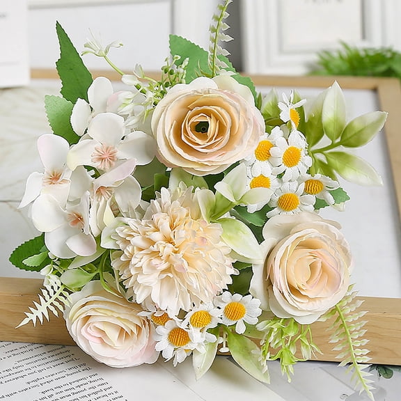 Cadancy Artificial Peony Rose Bouquet Bundle, Silk Floral Arrangement for Coffee Table, Living Room Table Centerpiece, Fake Flowers In Vase Kitchen Office Bedroom Home Decoration