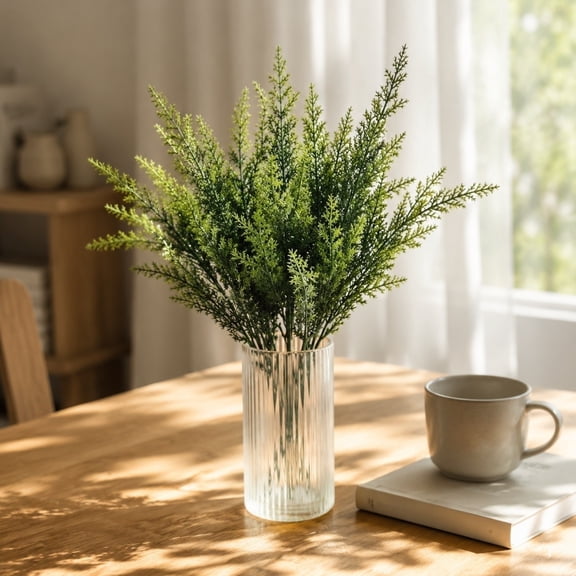 Cadancy Artificial Plants Faux Greenery Home Decor Modern Minimalist Indoor Decoration Office Desk Shelf Accent Centerpiece No Maintenance Required Evergreen