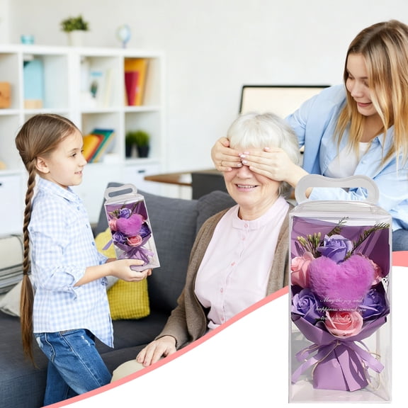 Cadancy Artificial Rose Bouquet In Gift Box, Preserved forever Flowers for Mothers Day, Silk Floral Arrangement with Ribbon Wrapping, Romantic Present for Birthday Anniversary Wedding