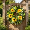 thumbnail image 1 of Cadancy Artificial Sunflower Wreath Front Door Hanging Garland with Floral Blooms and Foliage Leaves for Spring Summer Outdoor Porch Wall Decor Farmhouse Home Decoration Housewarming Gift, 1 of 7