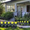 Cadancy Artificial Tulip Garden Fence Border 4 Pack Outdoor Decorative Edging for Flower Beds Lawn Yard Walkway Landscaping Floral Barrier Weather Resistant Stakes Spring Summer Decor