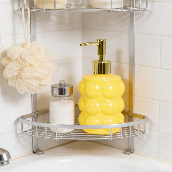 Cadancy Bathroom Accessories Glass Soap Dispenser with Bubble Texture, Refillable Lotion Pump Bottle for Hand Sanitizer, Luxury Shampoo Conditioner Container Modern Vanity Organizer