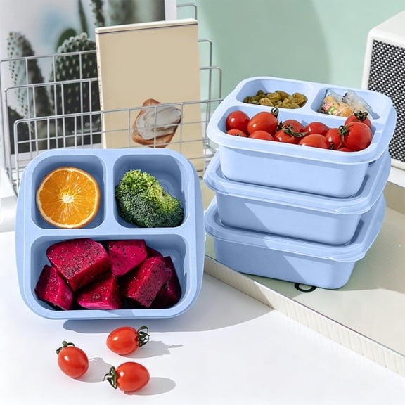Cadancy Bento Box Lunch Container 3 Compartment Wheat Straw Meal Prep for Adults School Work Picnic Microwave Dishwasher Safe Reusable Storage
