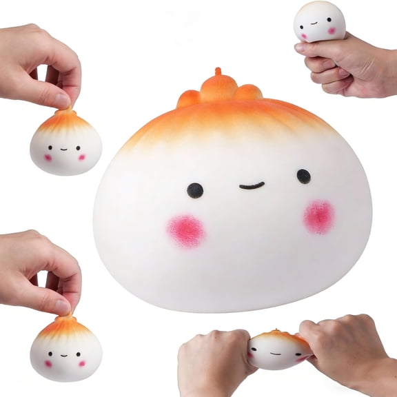 Cadancy Big Bun Squishing Stress Ball with Cute Face Expressions, Soft Sensory Fidget Anxiety Relief, Slow Rising Cute Dumpling Relaxation Gadgets