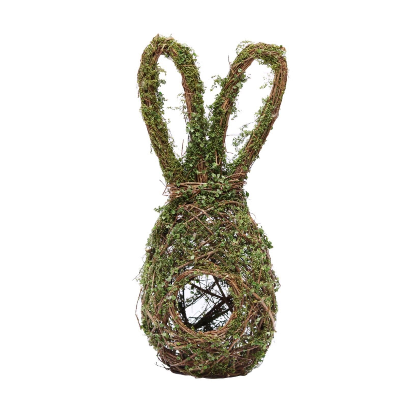 Cadancy Birds Nests Grapevine Wreath form with Faux Moss, Natural Vine Base Decorative Bunny Shaped Farmhouse Hanger, Spring Outdoor Home Garden Yard Tree Decoration