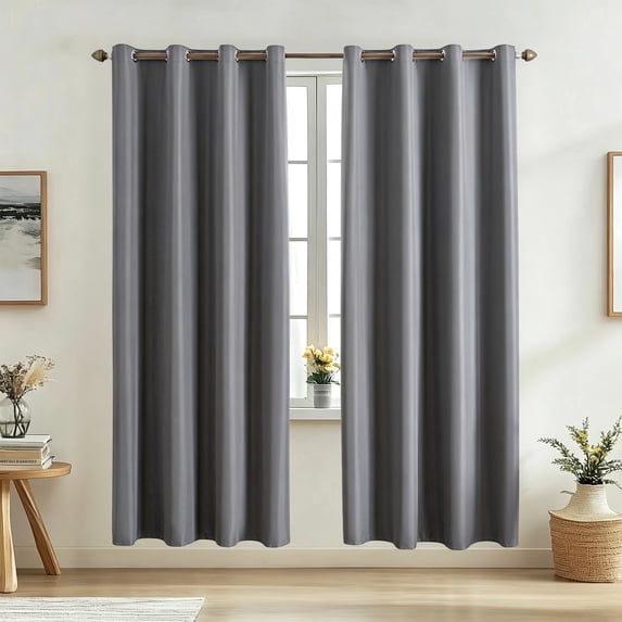 Cadancy Blackout Curtains Thermal Insulated Window Drape Panel with Grommet Top Room Darkening Light Blocking Shade for Bedroom Living Room Solid Color Home Decor
