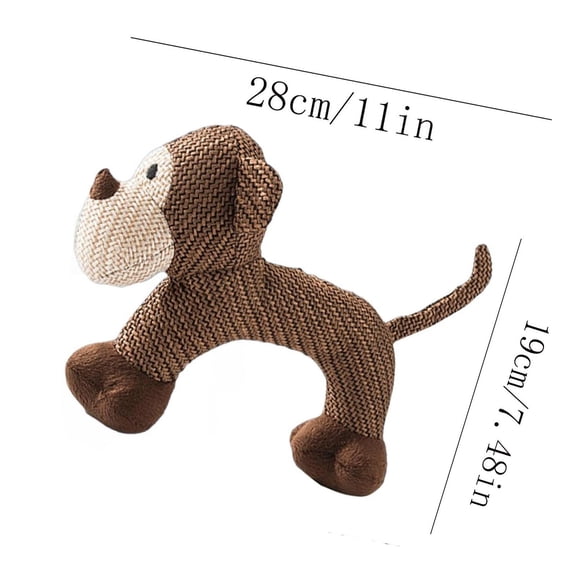 Cadancy Brown Monkey Squeaky Dog Toy 11 Inch Durable Plush Chew Doll For Puppies & Medium Dogs Anxiety Relief Arch Shape