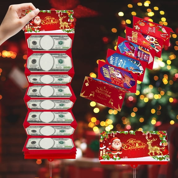 Cadancy Christmas Cash Gift Envelopes 10 Slots, 2025 New Creative Christmas Card Checks Envelope with Tassel Santa Funny Xmas Money Holders Surprise Gifts (1Pc)