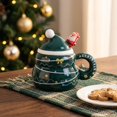 Cadancy Christmas Ceramic Mug with Lid and Spoon Gift Box Set Festive ...