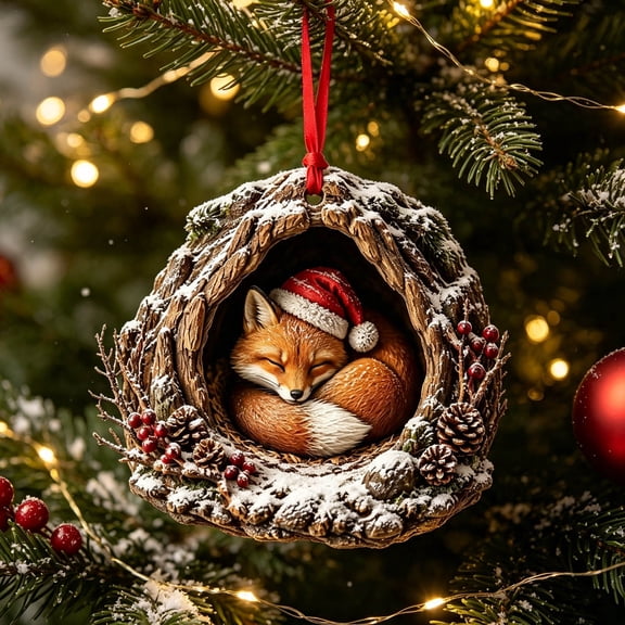 Cadancy Christmas Ornaments 3D Forest Animal Resin Tree Hanging Winter Holiday Decor Woodland Theme Keepsake Gift Seasonal Home Decoration Cute Collectible Display