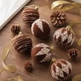 thumbnail image 1 of Cadancy Christmas Ornaments 6 Pcs Flocked Velvet Baubles Textured Pattern Hanging Tree Decor Set Winter Holiday Party Home Seasonal Xmas Festive Decoration, 1 of 9