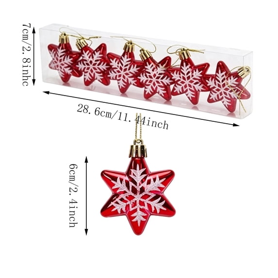 Cadancy Christmas Ornaments Tree Hanging Stars Baubles Holiday Decoration Shatterproof Balls Pendant Festive Party Supplies Seasonal Home Indoor Mantel Fireplace Window Decor