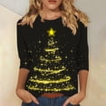 thumbnail image 1 of Cadancy Christmas Shirts for Women 2025 3/4 Sleeve Holiday Sparkly Xmas Tree Tops Plus Size Pullover Casual Fashion T-Shirt Funny Crew Neck Party Blouses, 1 of 5