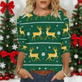 thumbnail image 1 of Cadancy Christmas Sweatshirt for Women 3/4 Sleeve Funny Graphic Crewneck Blouses Xmas Dressy Casual Fashion Tops Party Holiday Pullover Shirts, 1 of 7