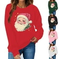 thumbnail image 1 of Cadancy Christmas Sweatshirts for Women Funny Santa Graphic Crew Neck Pullover Tops Xmas Holiday Loose Long Sleeve Shirts Winter Vintage Fashion Outfits 2025, 1 of 5
