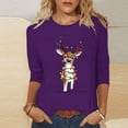 thumbnail image 1 of Cadancy Christmas T Shirts for Women Plus Size Holiday Vintage Dressy Blouses Xmas Cute Print Party Casual Blouse 3/4 Sleeve Funny Crewneck Winter Tops, 1 of 5