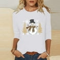 thumbnail image 1 of Cadancy Christmas Tops for Women 2025 Dressy Vintage 3/4 Sleeve Blouses Winter Holiday Xmas Tree Snowman Plus Size Shirts Funny Crewneck Party Casual Tshirts, 1 of 5