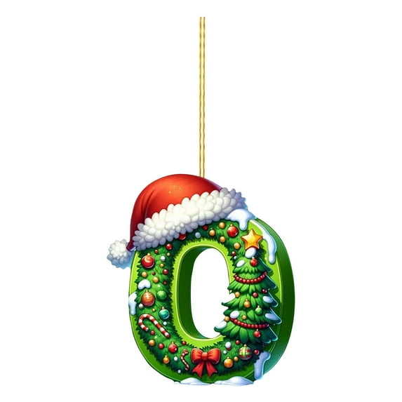 Cadancy Christmas Tree Decorations 26 Letter 2D Acrylic Pendant Decorative for DIY Gift Crafts Family Party Funny Personalized Alphabet Cute Xmas Hanging Ornament (O)