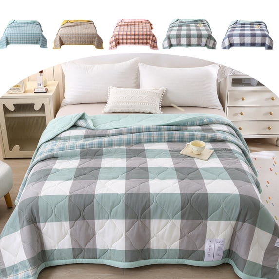 Cadancy Comforter Washed Cotton Summer Quilt Air Conditioner Blanket Machine Washable Lightweight Bedspread Coverlet for Twin Full Queen King Size Bedding