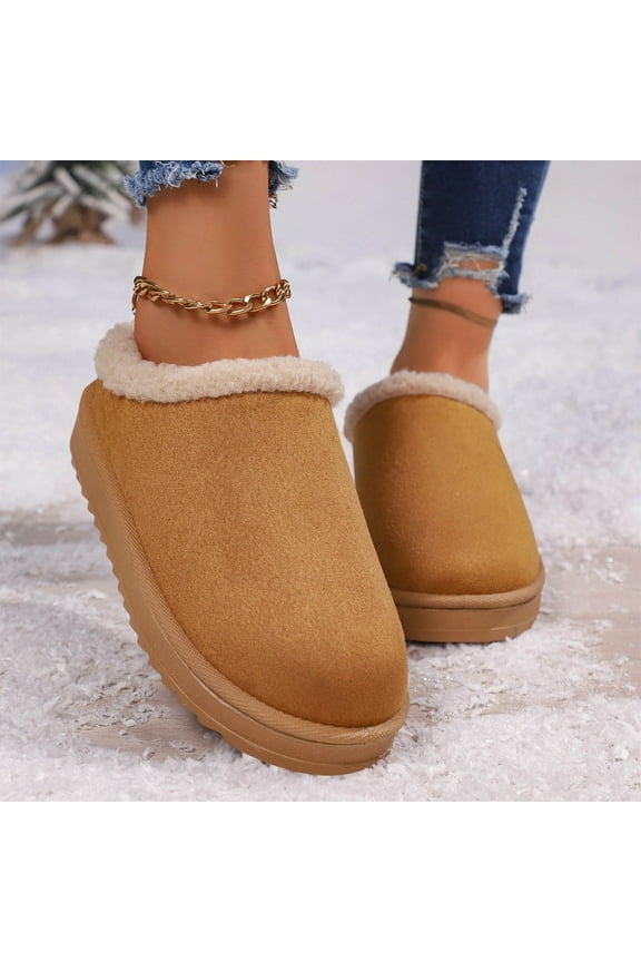 Cozy Slippers for Women Winter Warm Suede Fleece Lining Soft Bedroom Slip On Shoes Fuzzy Comfy Thick Sole Indoor Outdoor House Slipper Footwear