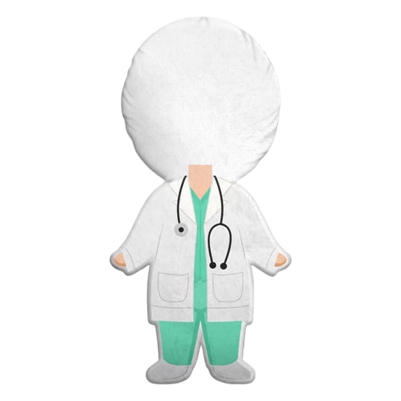 Cadancy Doctor Plush Pillow 8” Stuffed Medical Toy with Blank Face for Custom Drawing White Coat Hospital Gift