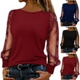 thumbnail image 1 of Cadancy Dressy Tops for Women Mesh Long Sleeve Shimmer Glitter Crewneck Tunic Shirts Casual Elegant Night Out Party Sparkly Blouses, 1 of 8