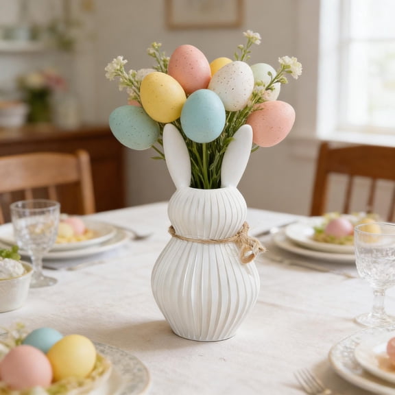 Cadancy Easter Bunny Vase Silicone Mold DIY Plaster Ceramic Casting Mould Rabbit Shape Flower Pot Mold Holiday Decoration Handmade Gift Home Decor Party Favor Art Crafting Tool