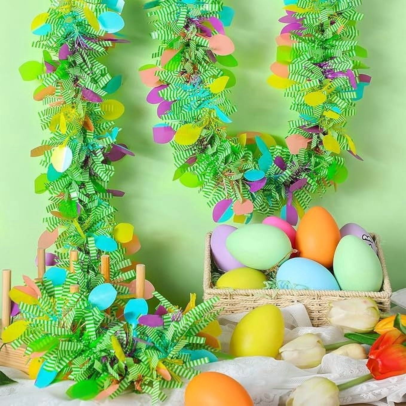 Cadancy Easter Garland Metallic Tinsel Streamer with Egg Confetti