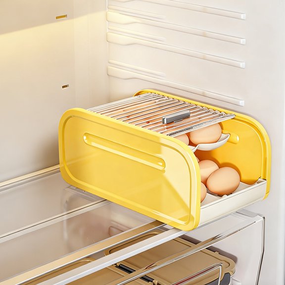 Cadancy Egg Holder for Refrigerator, Stackable Egg Storage Container with Lid, Fridge Organizer Bins Plastic Egg Tray Carton Keeper, Kitchen Pantry Space Saver Large Capacity Dispenser