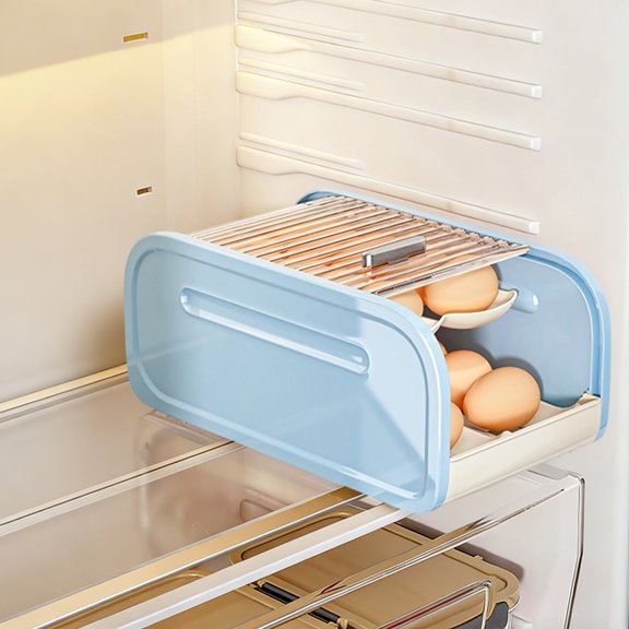Cadancy Egg Holder for Refrigerator, Stackable Egg Storage Container with Lid, Fridge Organizer Bins Plastic Egg Tray Carton Keeper, Kitchen Pantry Space Saver Large Capacity Dispenser