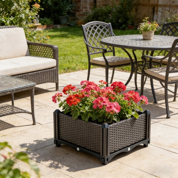 Cadancy Elevated Planter Box Outdoor Garden Bed Raised Vegetable Growing Container Patio Lawn Backyard Flower Herb Box Standing Plants Pot for Home Gardening Balcony Decor