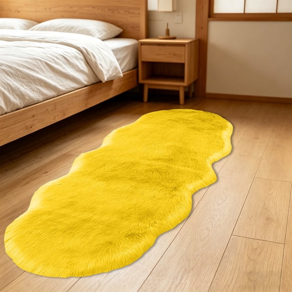 Cadancy Extra Large Area Rugs Fluffy Irregular Shape Runner Rug, Soft Shaggy Carpet for Bedroom Living Room Bedside Sofa Couch, Plush Long Hair Floor Mat Non Slip Washable Home Decor