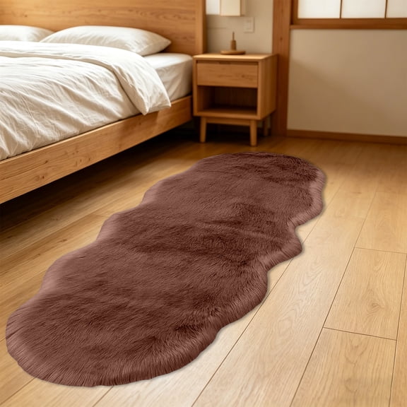 Cadancy Extra Large Area Rugs Fluffy Irregular Shape Runner Rug, Soft Shaggy Carpet for Bedroom Living Room Bedside Sofa Couch, Plush Long Hair Floor Mat Non Slip Washable Home Decor