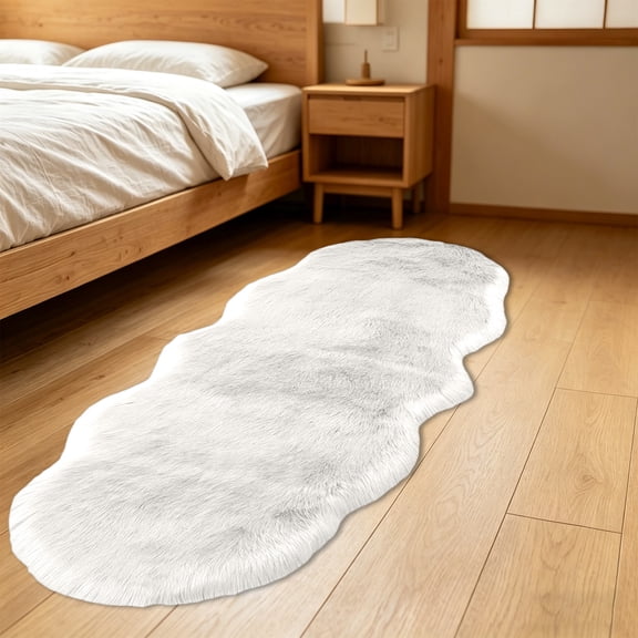 Cadancy Extra Large Area Rugs Fluffy Irregular Shape Runner Rug, Soft Shaggy Carpet for Bedroom Living Room Bedside Sofa Couch, Plush Long Hair Floor Mat Non Slip Washable Home Decor