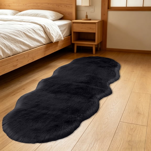 Cadancy Extra Large Area Rugs Fluffy Irregular Shape Runner Rug, Soft Shaggy Carpet for Bedroom Living Room Bedside Sofa Couch, Plush Long Hair Floor Mat Non Slip Washable Home Decor