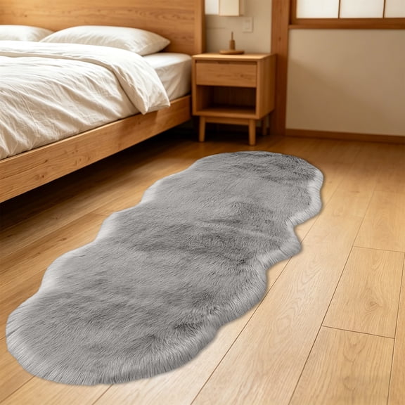Cadancy Extra Large Area Rugs Fluffy Irregular Shape Runner Rug, Soft Shaggy Carpet for Bedroom Living Room Bedside Sofa Couch, Plush Long Hair Floor Mat Non Slip Washable Home Decor