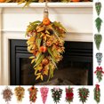 thumbnail image 1 of Cadancy Fall Decorations Artificial Pumpkin Berry Pine Cone Maple Leaf Teardrop Swag for Fireplace Mantle Door Hanging Harvest Wreath Autumn Thanksgiving Farmhouse Home Decoration, 1 of 6